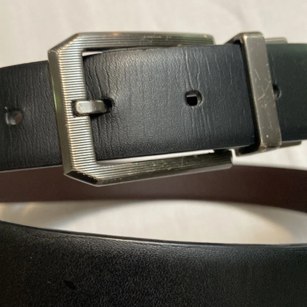 Black/Brown Reversible Dress /Casual Bonded Leather Large Mens Belt Size 54